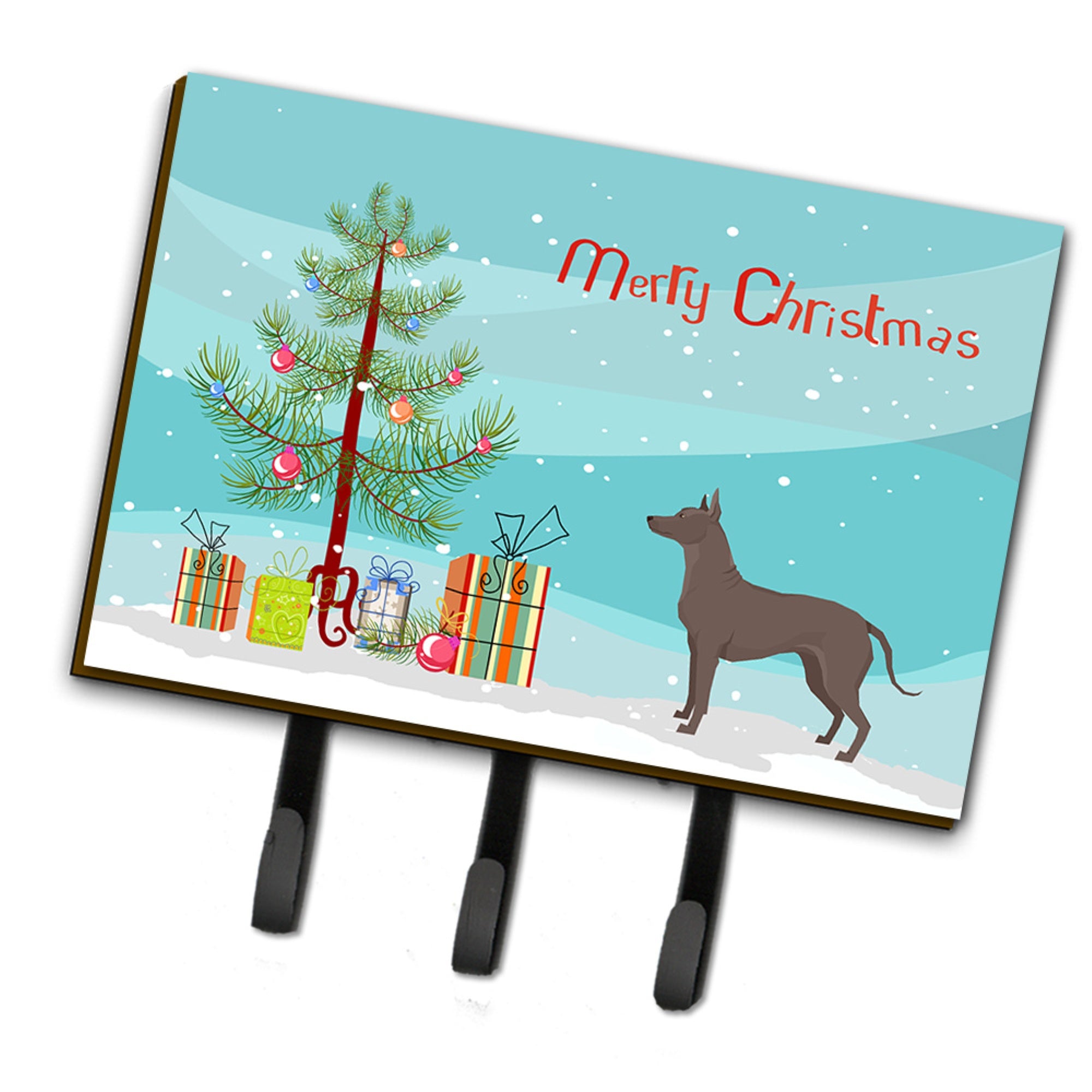 Caroline'S Treasures Mexican Hairless Dog Xolo Christmas Tree Leash Or Key Holder Hooks, Multicolor